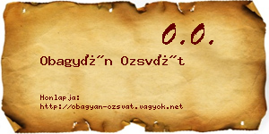 Obagyán Ozsvát névjegykártya